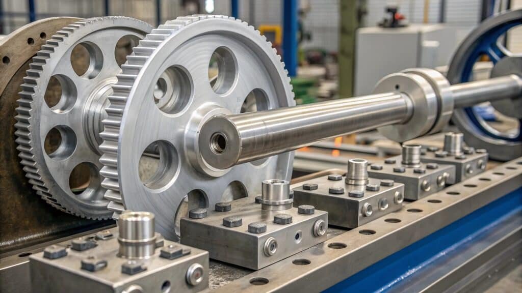 A diagram illustrating the microscopic view of a metal's crystal structure, showing the effect of precipitates (hardening) and tangled dislocations (work hardening) on dislocation movement.